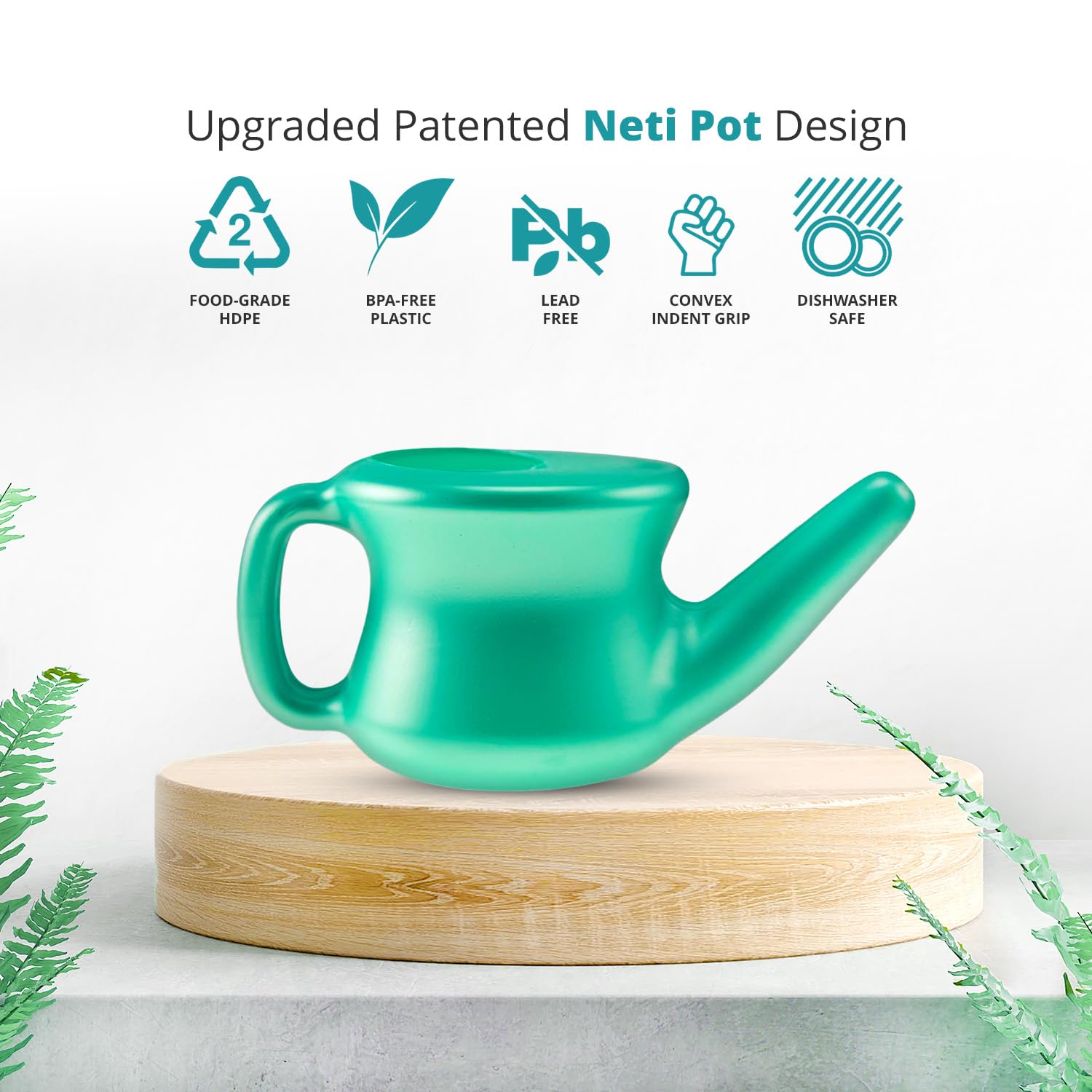 Ancient Secrets Neti Pot Sinus Rinse - Nasal Cleansing Pot, Plastic Travel Model, Nasal Irrigation, BPA-Free Neti Pot + 6 Pre-Measured Packs of Nasal Cleansing Salt