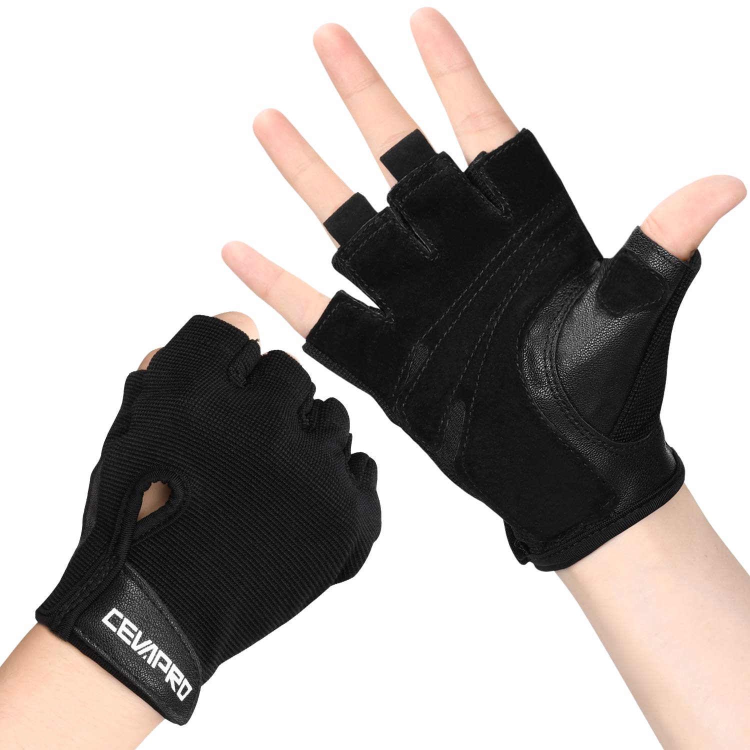 Cevapro Workout Gloves Weight Lifting Gloves Ultralight Breathable Gym Half Finger Gloves For Powerlifting Fitness Cross Training Padded Outdoor