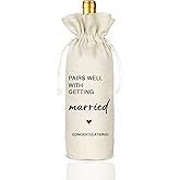 Socive Wedding Wine Bag, Bridal Shower Gift - Pairs Well With Getting Married, Gift for Wedding Couples, Bridal Shower, Engagement - Burlap Reusable Wine Bag