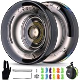 MAGICYOYO K2 Crystal Black Yoyo Professional, Responsive Yoyo for Kids 8-12 | Dual-function Trick Yoyo with Unresponsive Yo Yo Bearing, Plastic Yo Yo for Adults+12 Stings+Bearing Removal Tool+Storage Bag