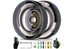 MAGICYOYO K2 Crystal Black Yoyo Professional, Responsive Yoyo for Kids Beginners with Extra Unresponsive Yo Yo Bearing, Pro Plastic Trick Yo Yo for Adults+12 Stings+Bearing Removal Tool+Storage Bag