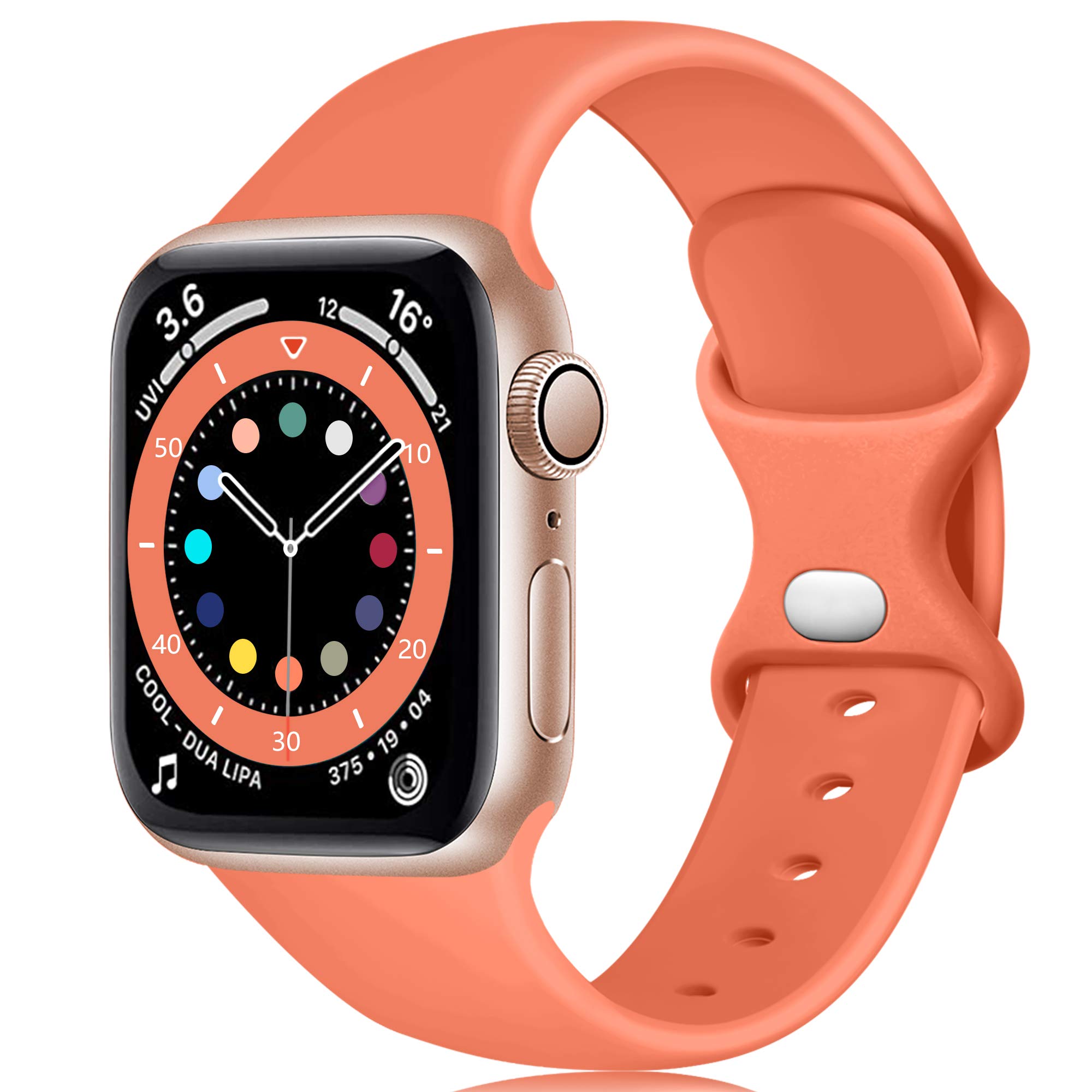 Epova Silicone Strap Compatible with Apple Watch Strap 44mm 42mm 45mm 46mm 49mm, Replacement Straps for Apple Watch Ultra/Ultra 2/ iWatch SE 3 Series 11 10 9 8 7 6 5 4 3 2 1, Coral, Small