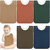 Newwiee 5 Pcs Large Muslin Pullover Baby Bibs Full Coverage Toddler Slip on Absorbent Bib Waterproof Toddler Towel Bibs (Stylish Color)