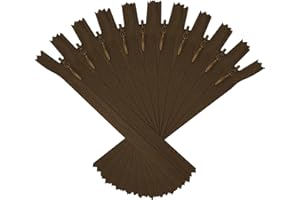 ANPURZII 10PCS #3 18 Inch Brown Invisible Zippers For Sewing Skirts, Nylon Coil Bulk Zippers For Pocket, Pillow(Brown 18" 10P