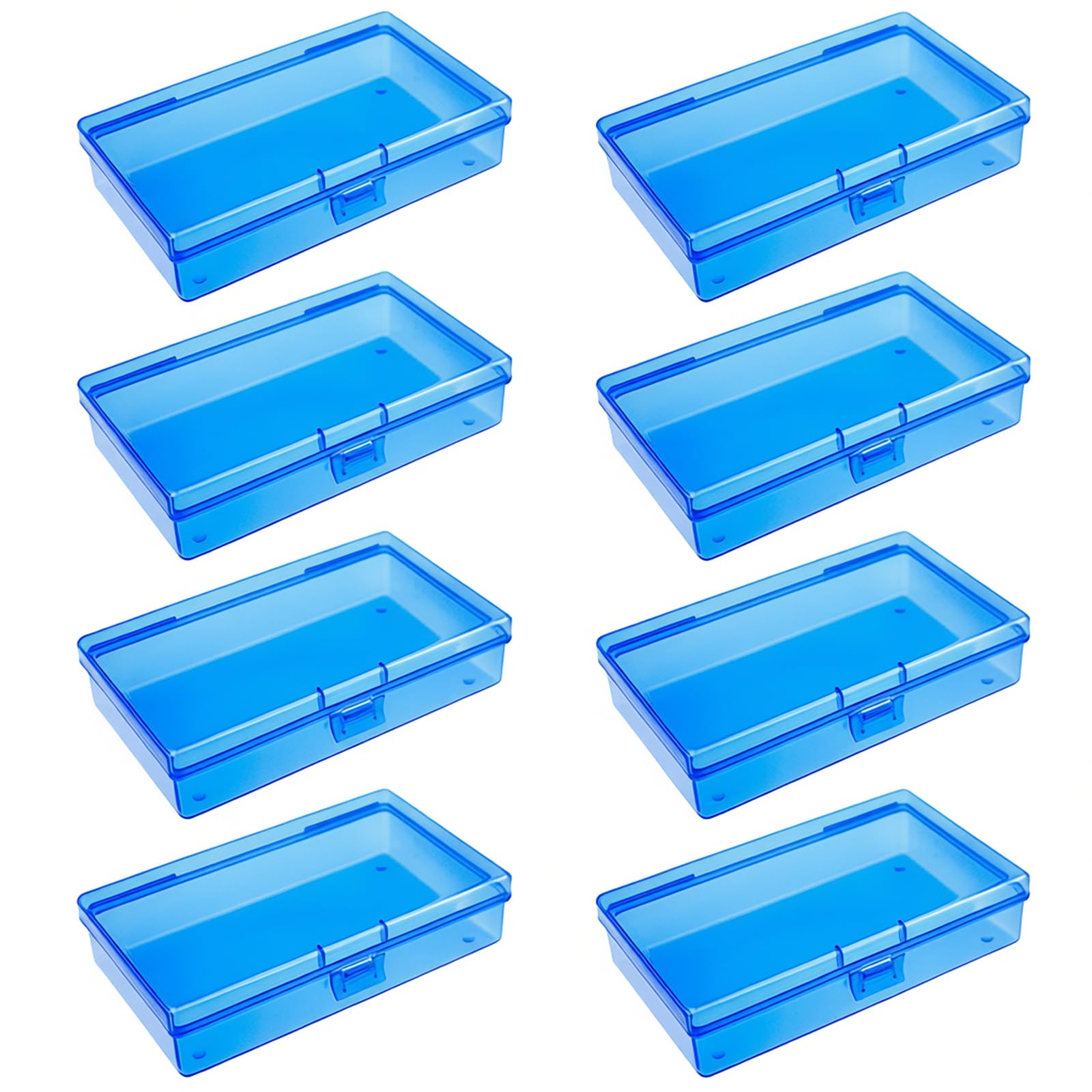 Goodma 8 Pieces Rectangular Empty Mini Plastic Organizer Storage Box Containers with Hinged Lids for Small Items and Other Craft Projects (135 x 80 x 30 mm, Blue) — image 1