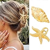 CAKURE Starfish Claw Clips Gold Conch Hair Clips Hair Accessories for Women (Pack of 2)
