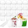 Yopay 15 Pack Plastic Rum Buckets for Drinks, 32OZ Cocktail Buckets Reusable Smoothie Bucket with Lid and Straw, 1Liter Large Ice Cream Pails for Halloween Football Parties Bar Beer