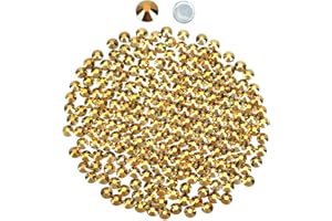NOVANI Hotfix Rhinestones for Crafts Flatback Rhinestones Glass Rhinestones Round Crystal Gems Hot Fix Rhinestones Bluk Gold(SS20/4.8MM/1440pcs)