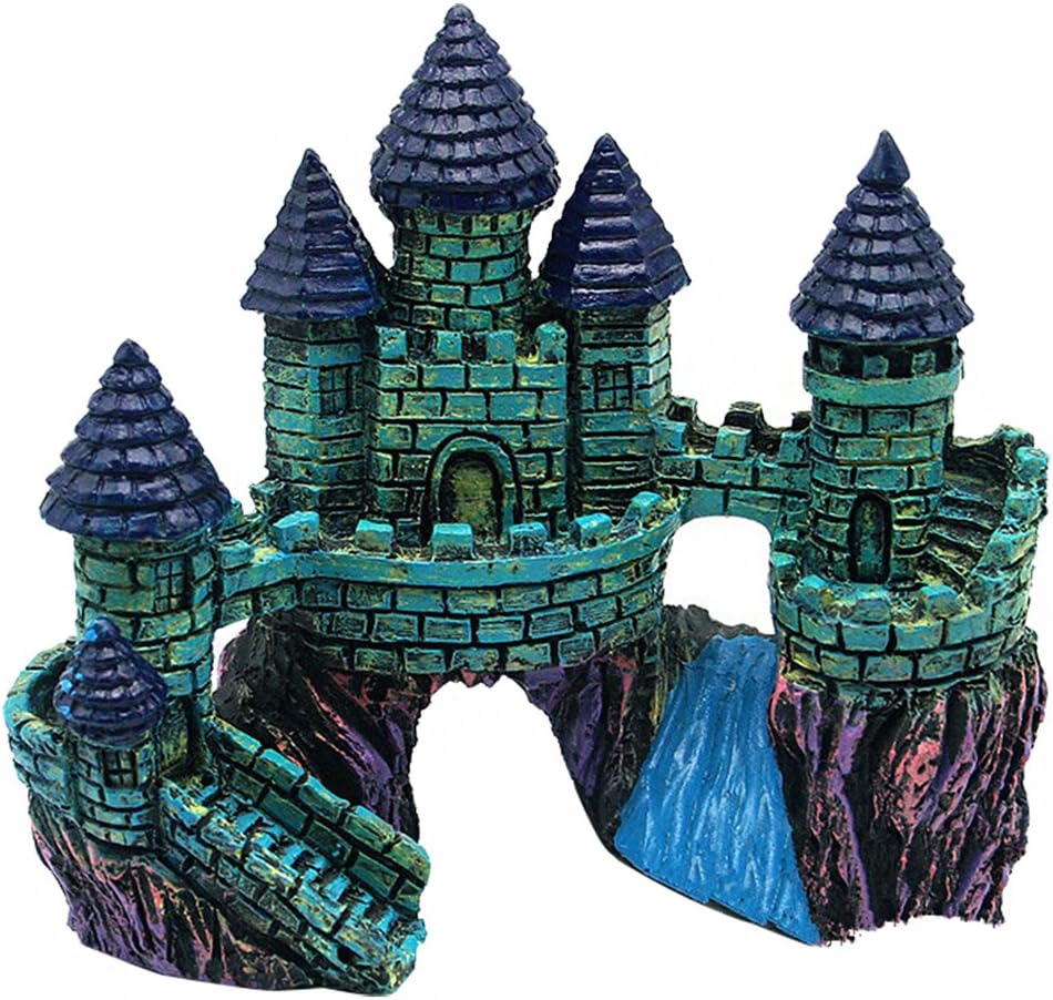 Oyfel Miniature Fairy Garden Decor Ornament Aquarium Ornament DIY Home Outdoor Decoration Castle Pattern 13.5 * 16CM