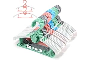 PIGLOG Baby Hangers for Closet Adjustable, Extendable & Stackable Kids Hangers, 11~14inch Non-Slip Plastic Kid Hangeres, Toddler Hangeres for Infant Baby Toddler Children Nursery Teen, Mix Colors, 60PACK
