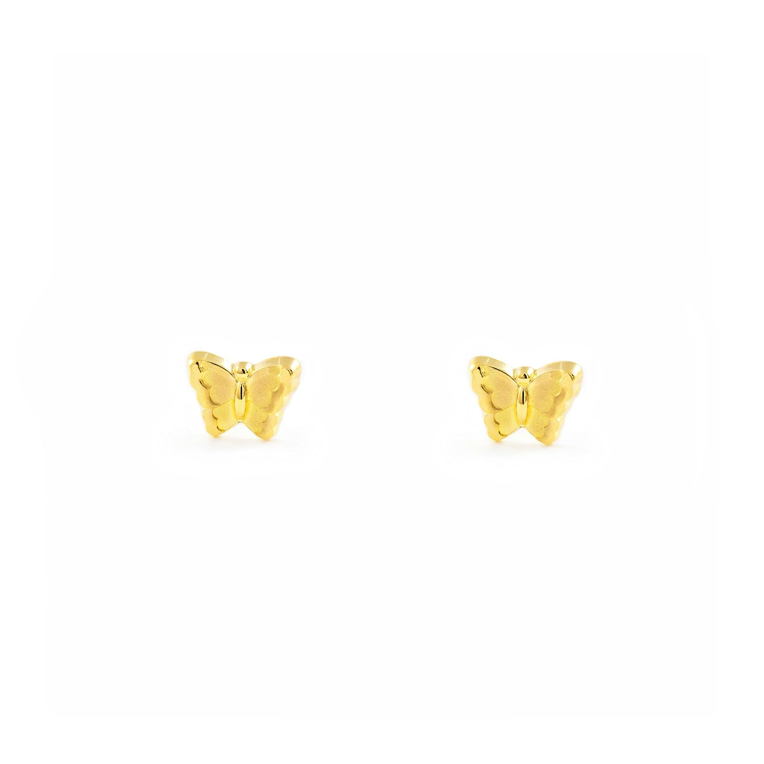 Monde Petit TPR Pendientes de Bebe Niña oro kts Mariposa Mate Brillo