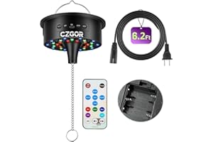 CZGOR 3-15 RPM Disco Ball Motor with Remote, Light Up Rotating Mirror Ball Spinner RGB LED, Heavy Duty Electric Rotator, Supports 4'' - 16'' Balls for DJ Party Home Bands Christmas