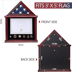 Tieeqe Solid Wood Flag Display Case Military Shadow