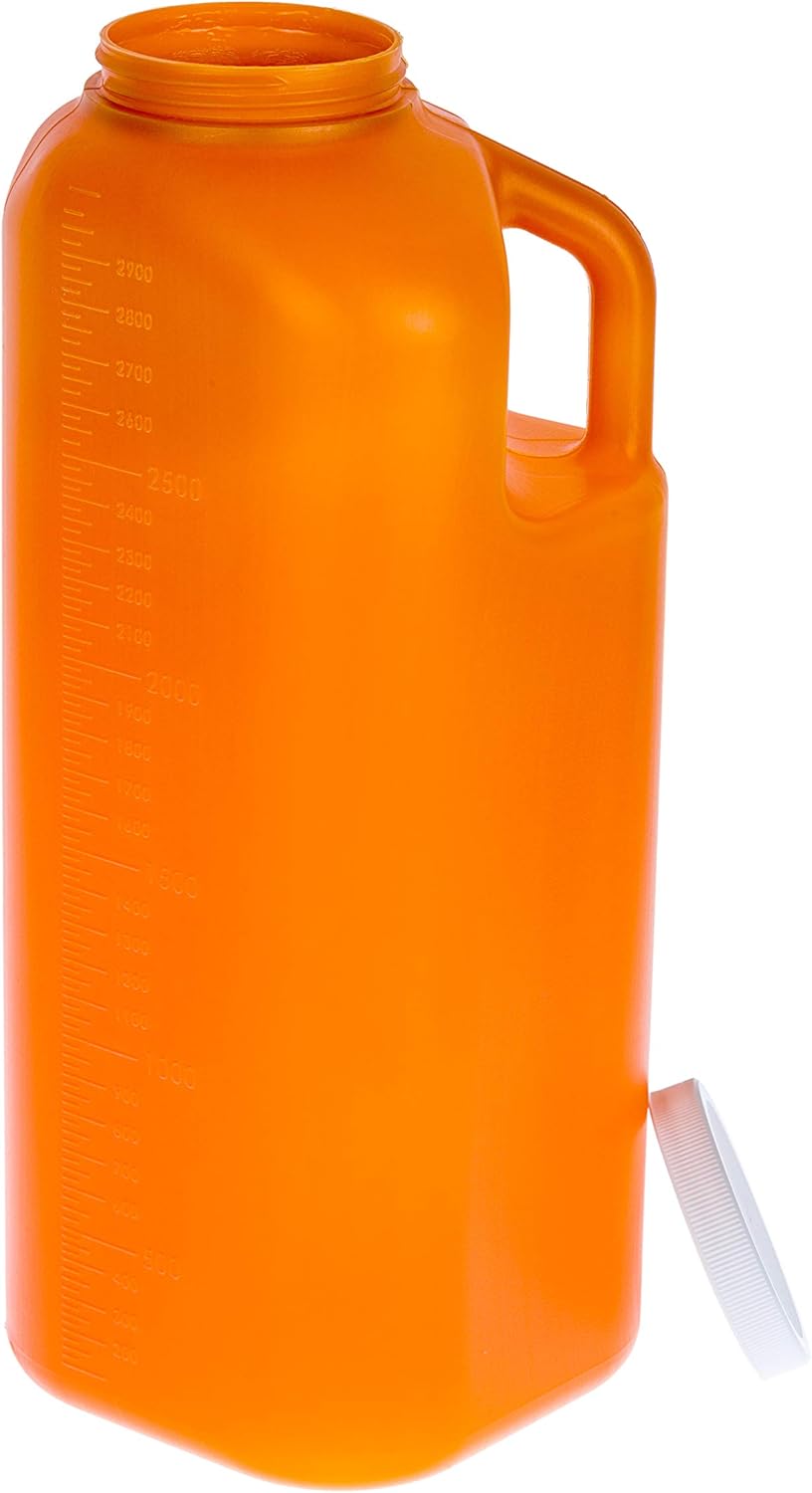 Large Male Urinal with Leak Proof Screw Cap Lid (3000 mL or 101 oz.) (Amber Color): Health & Personal Care