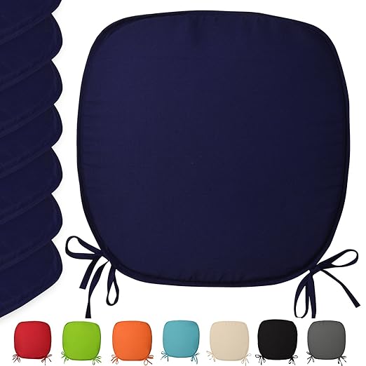 title=Beautissu Set da 6 cuscini per sedia Lara 38x38x1,5 cm- blu- con pratici lacci-
