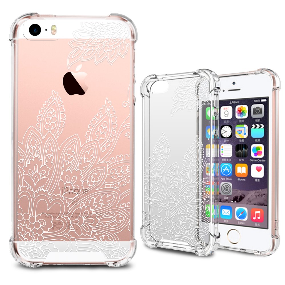 iPhone SE Case, iPhone 5S Clear Case, MISS ARTS White