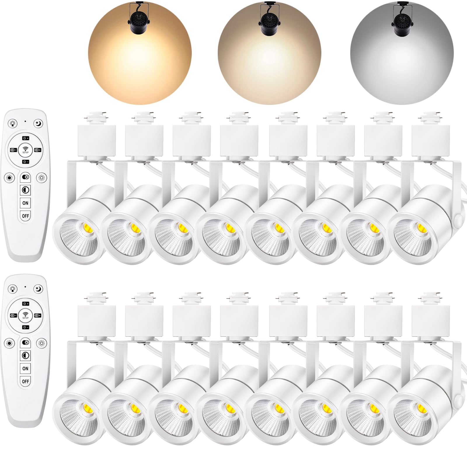 Photo 1 of ***7 PACK**MISSSING REMOTES**MOCAOIRE White Track Lighting Heads H Type LED Track Light Heads Dimmable Rail Ceiling Spotlight Fixtures Accent Art Task,2700K-6500K Stepless Dimming,Flicker Free CRI90+ 24°10W 1000LM,