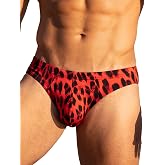 Eagerlove Mens Bikini Underwear Stylish Leopard Print Briefs Low Rise Animal Pattern Trunks with Contoured Pouch