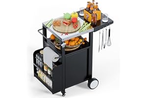 MODCART Outdoor Grill Cart with Storage,Movable Modular BBQ Cart,Waterproof Patio Kitchen Island with Hooks and Spice Rack,Bar Patio Kitchen Island Prep Stand Cabinet with Cover