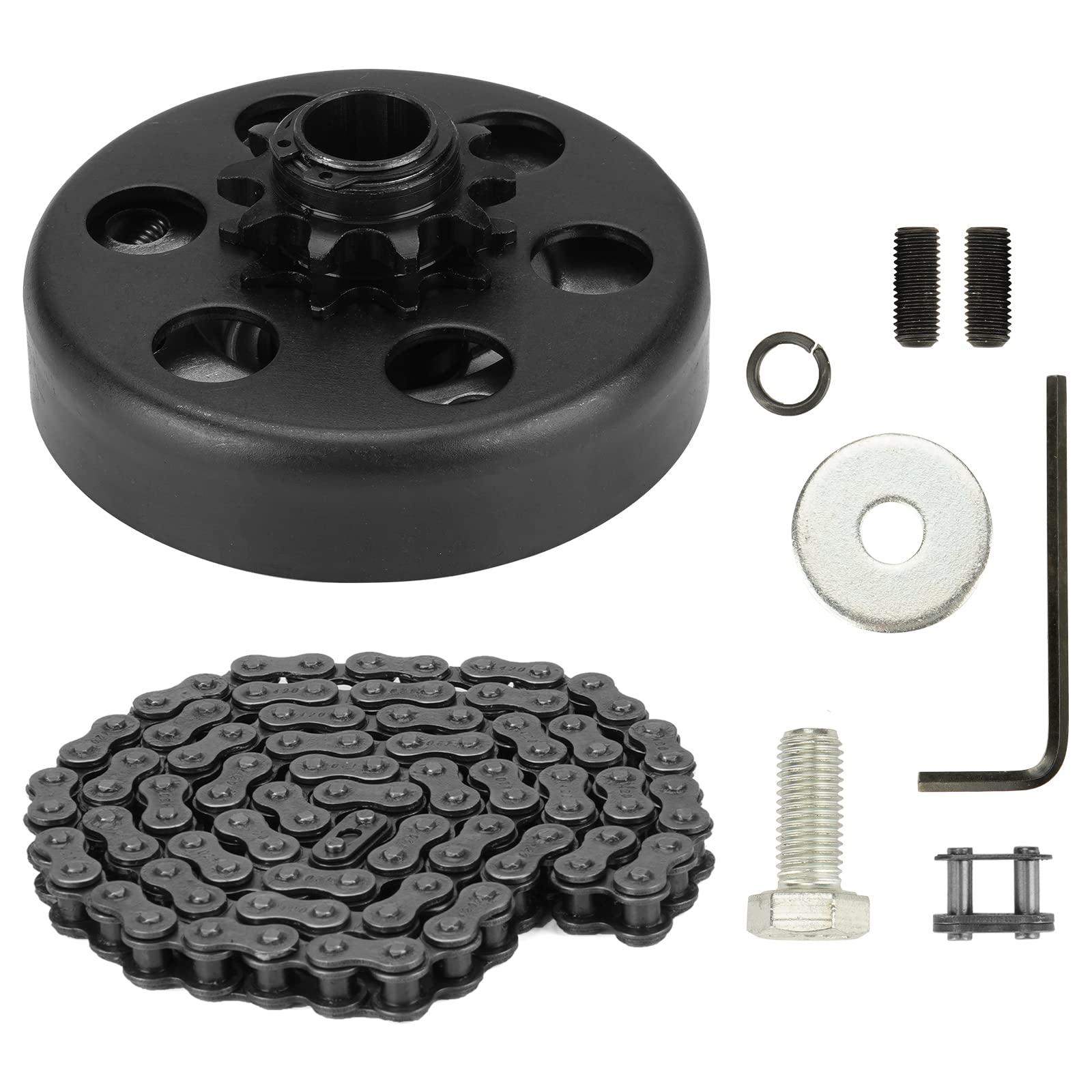 Photo 1 of Youxmoto Go Kart Clutch 3/4" Bore 12T with #35 Chain, 12 Tooth Centrifugal Clutch and Chain for Go Kart Mini bike/for Honda cloned Engines GC160, GC190, GX120, GX140, GX160, GX200-2-6.5hp, 3/4" Shaft