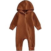 BemeyourBBs Newborn Baby Boy Girl Fall Winter Clothes Zipper Hooded Romper Cute Long Sleeve Jumpsuit Warm One Piece Outfit