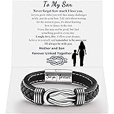 Infinity Knot Leather Bracelets for Men Birthday Anniversary Christmas Gift Idea Mens Braided Cuff 7.8/8.5/9 Inches Bracelet Forever Linked Together Bracelet for Man Son Husband Boyfriend Brother Grandson