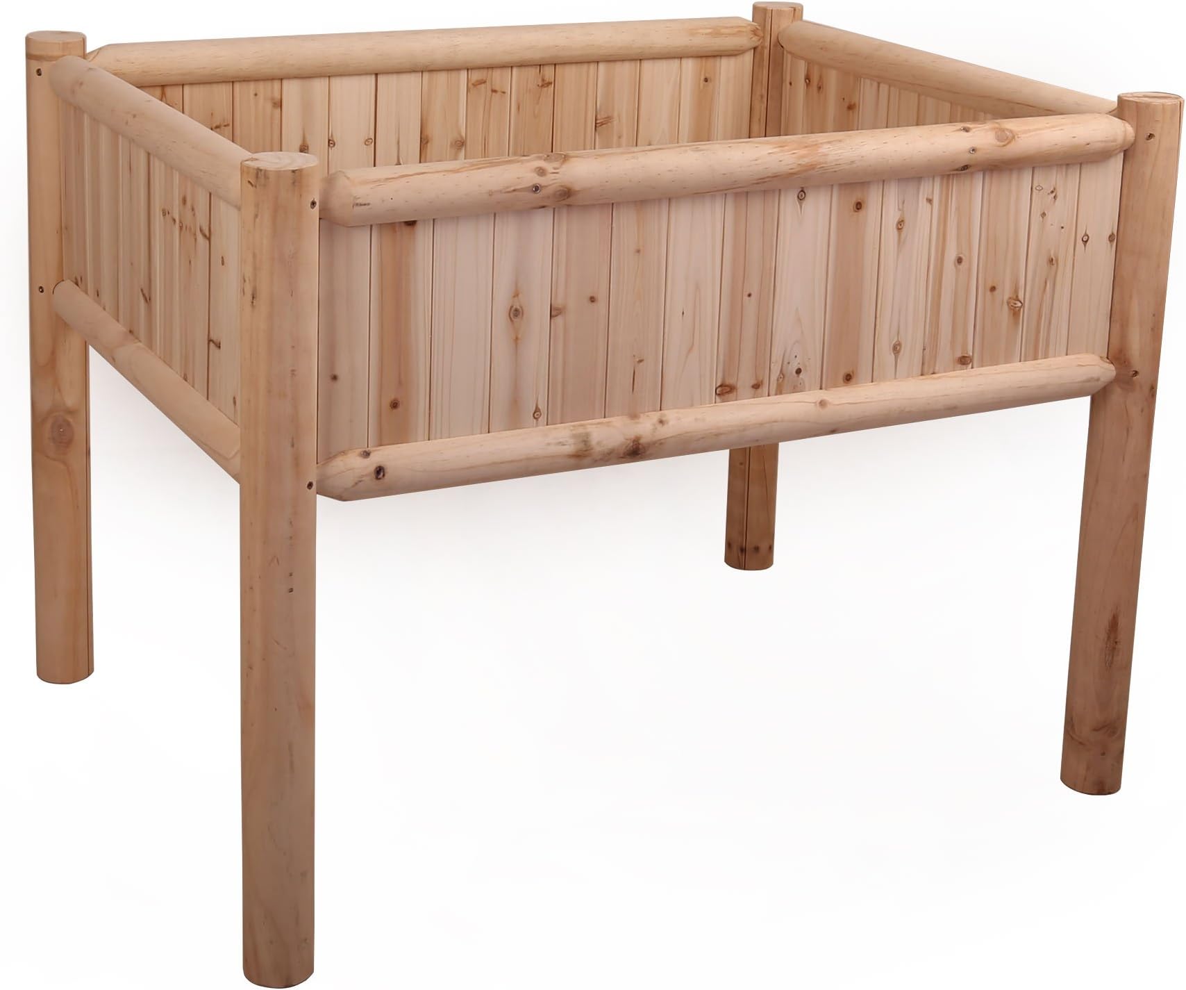 Songsen Outdoor Natural Color Log Wood Raised Garden Bed Patio Deck Garden Furniture - Large
