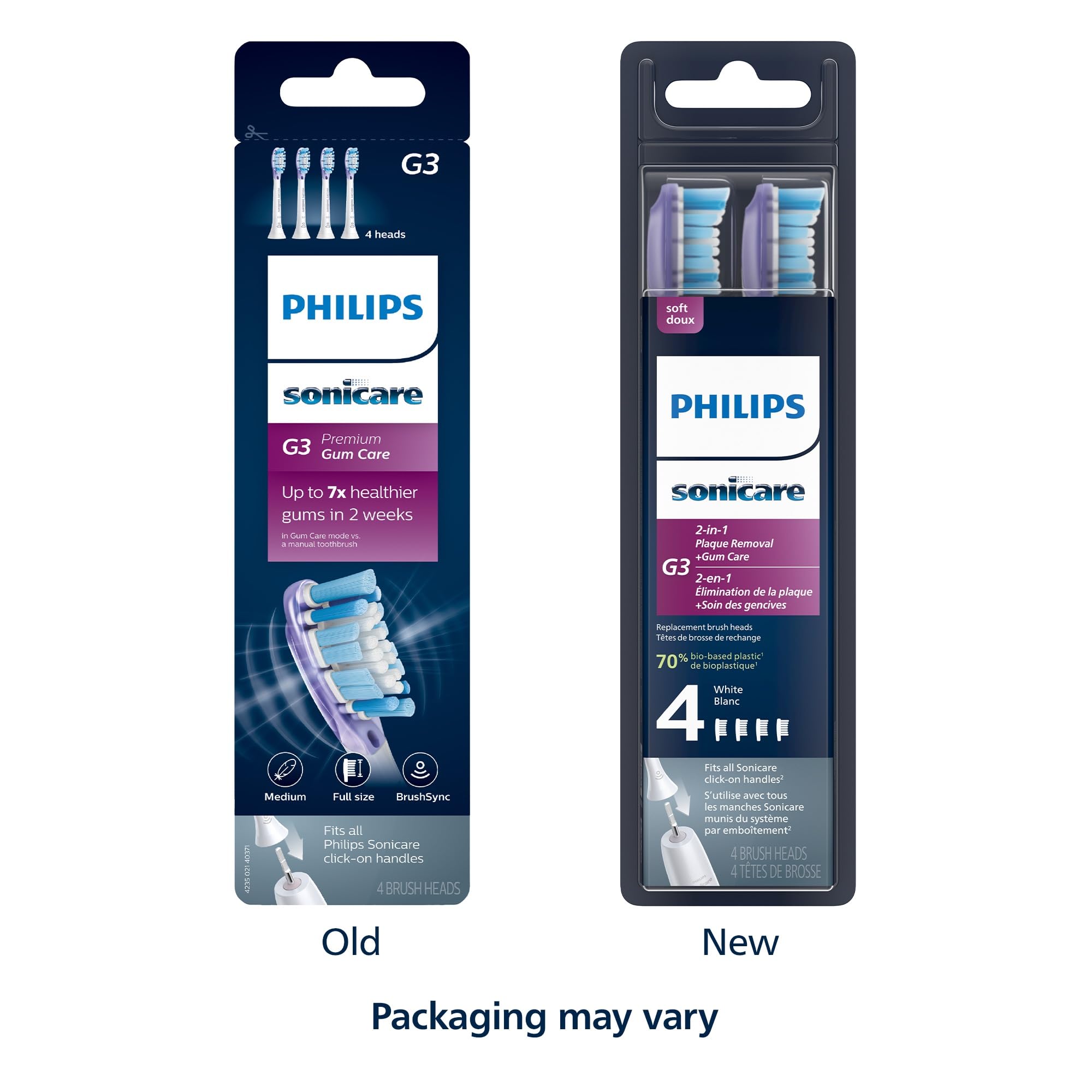 Philips Sonicare Genuine G3 Premium Gum Care Replacement Toothbrush Heads, 4 Brush Heads, White, HX9054/65