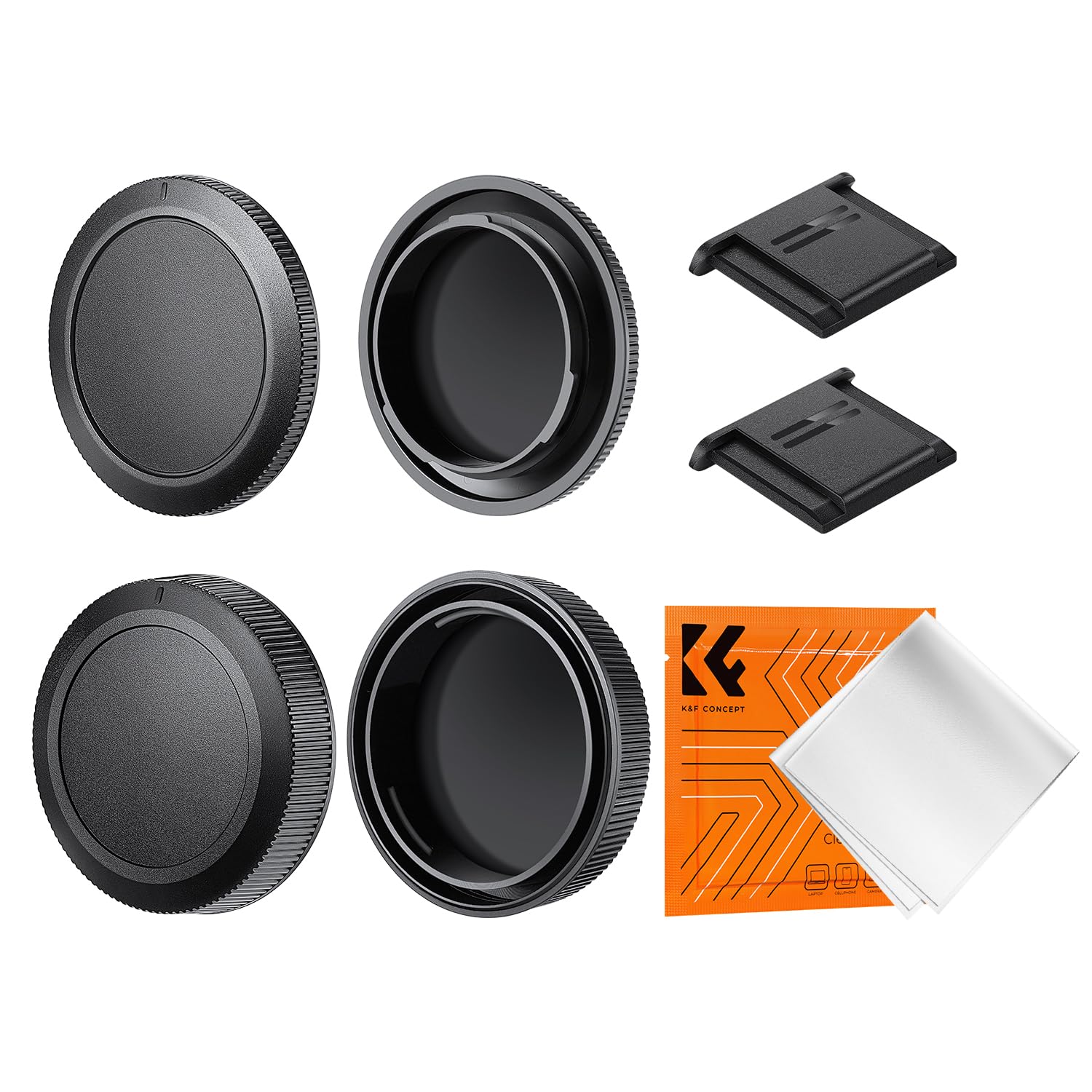 K&F Concept Body Cap + Rear Lens Cap Compatible with Canon RF Mount, EOS R50, R100, R10, R8, R7, R6, R6 II, R5, R5C, R3, RP Cameras Lens