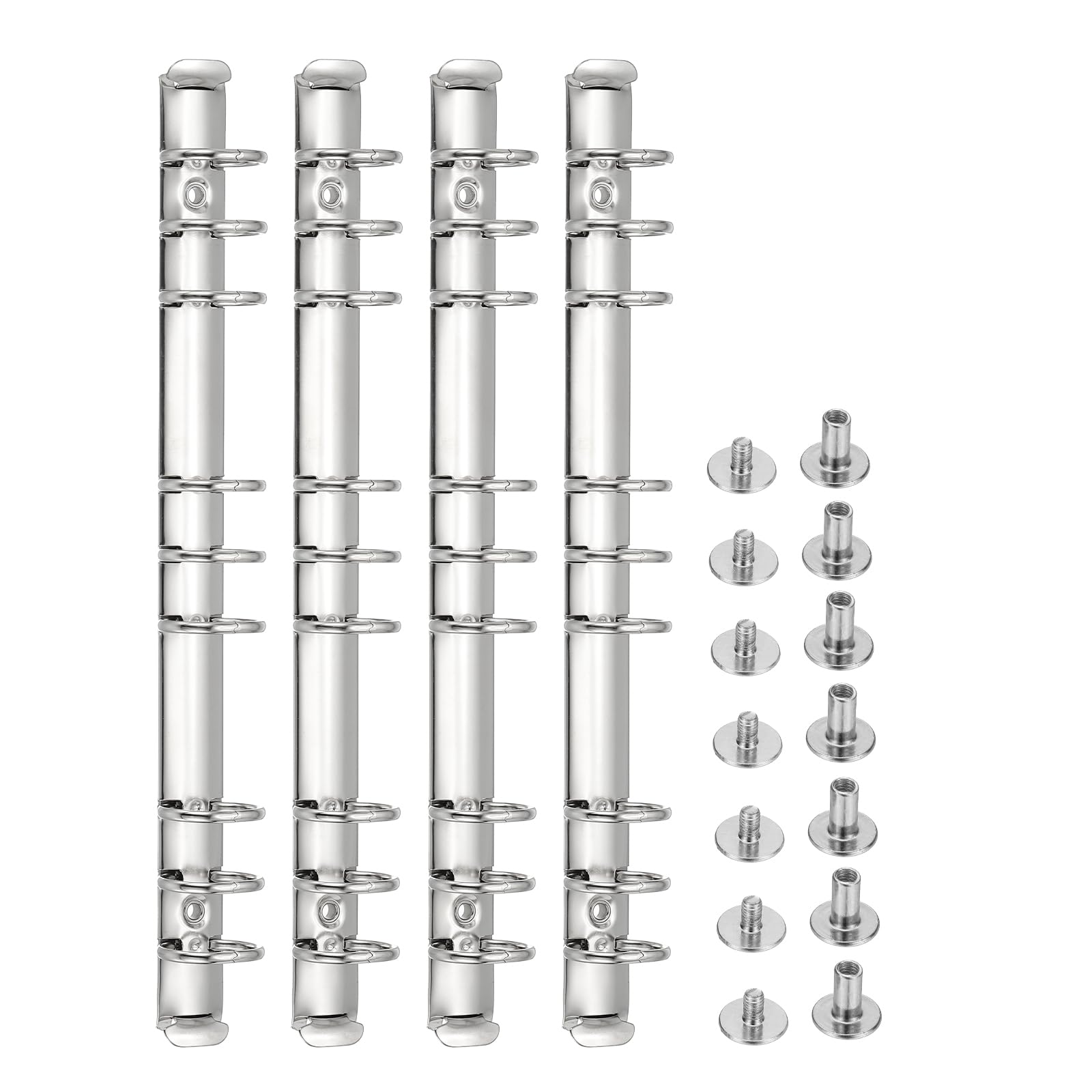 PATIKIL B5 9-Hole Ring Binder Mechanisms, 4 Set Binder Spines Replacement for Binder Planners, 2.5cm, Silver Tone