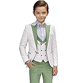 Suits for Boys Floral Jacquard Boys Suit 3 Piece Peak Lapel Tuxedo Suit Set Formal Kids Outfit for Wedding