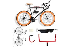 URBAN MOUNT 2 Pack Wall Mount Bike Rack Garage - Mountain Bike Wall Mount Horizontal Vertical Design with 66lbs Cap, Screws, Installation Manual - Secure Road Cycling Holder Storage, Bicycle Hanger for Home