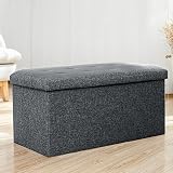 Dripex Folding Linen Storage Ottoman Gray 110x38x38 Foldable Chest 120L view 8