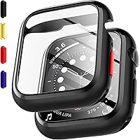 EGV 2 Pack Case Built-in Tempered Glass Screen Protector Compatible with Apple Watch SE/Series 6 / Series 5 / Series 4…