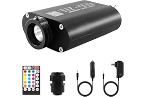 ATOKEE 16W Sound Activated Fiber Optic Light Box, Bluetooth App/RF Remote Control for Starlight Headliner, Car Plug & Power Adapter, PG Connector & 3 Drill Bits