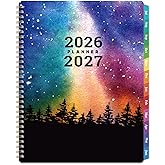 Planner 2026-2027 - Academic Planner 26-27, July 2026 - June 2027, 8" x 10", 2026-2027 Planner Weekly and Monthly, 26-27 Calendar Planners with Colorful Tabs, Spiral Binding, Pocket - Galaxy Forest