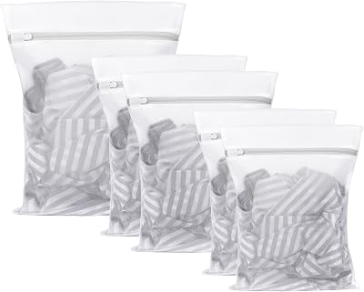 Flintronic Mesh Laundry Bags 5pcs Zipper Protect Bras Delicates Wash