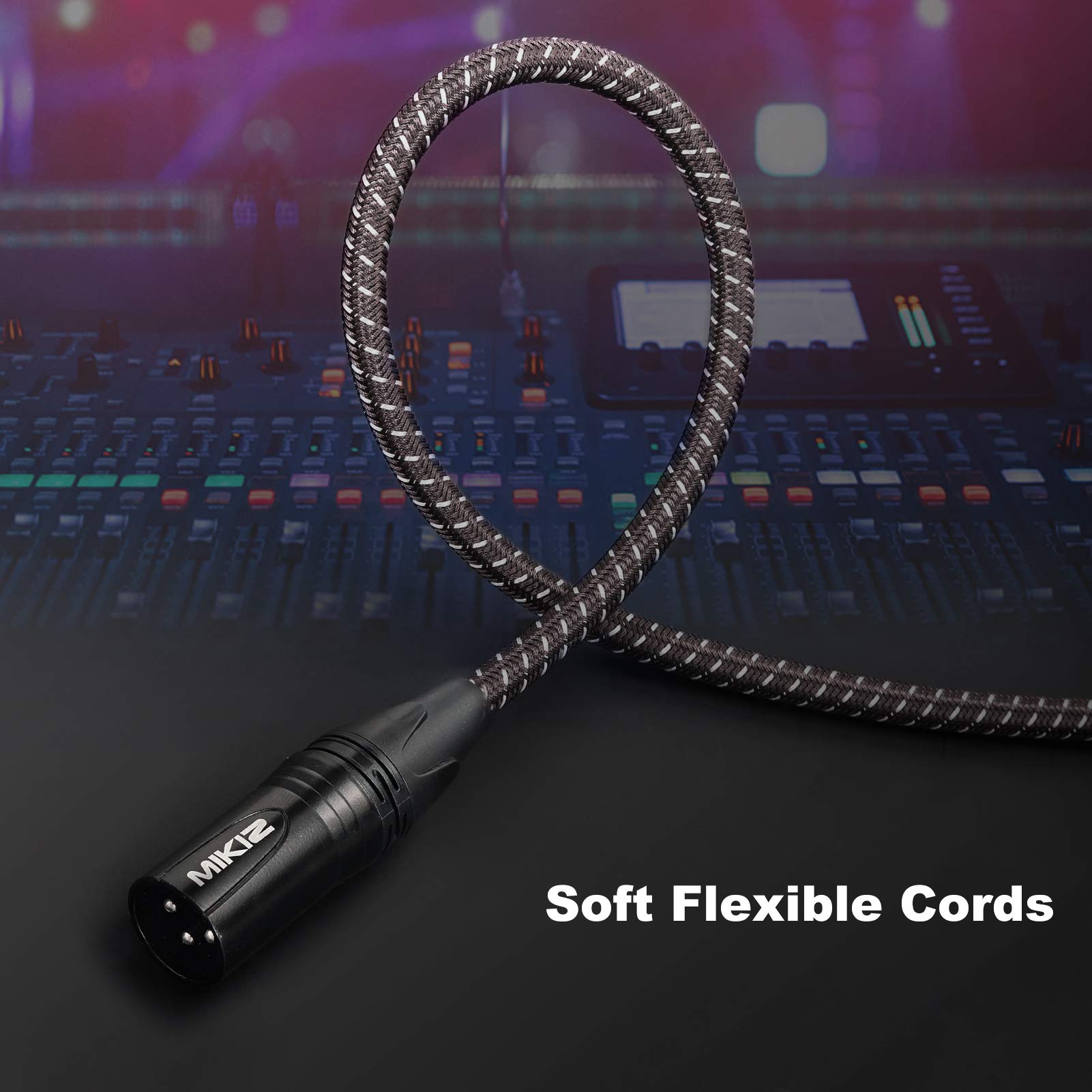 XLR Cables Braided 1.2 Ft Short 6 Packs 3 Pin XLR Jumpers Male to Female Patch Cables Balanced for Microphone Mic Zoom
