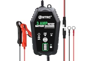 AORIKA 3 AMP Battery Charger - 6V/12V Smart Automotive Battery Charger, Fully Automatic and Maintainer Trickle Charger for Car, Motorcycle, Boat, Lead-Acid, Lithium, LiFePo4 Battery