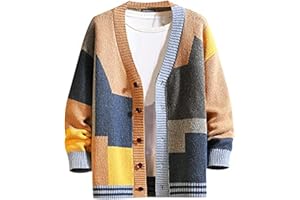 GURUNVANI Cardigan Sweater for Men Knitted Long Sleeve Sweaters with Buttons