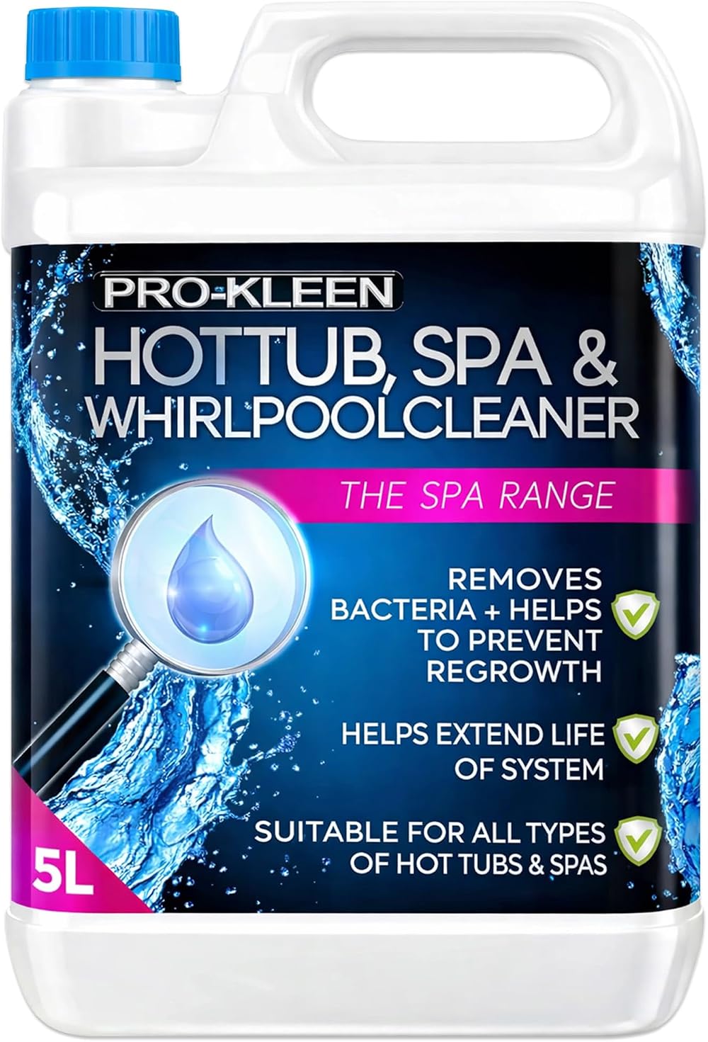 Pro-Kleen Whirlpool Bath and Hot Tub Internal Pipe System Flush Cleaner 5L Blue
