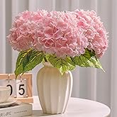 OSOTEW Hydrangea Artificial Flowers 4pcs Real Touch Fake Hydrangeas Pink Forever Flowers Wedding Flower Bouquet Faux Hydrangea Flowers for Indoor/Outdoor Home Decor Party Floral Arrangements
