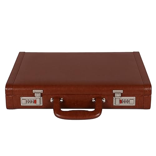 C Comfort Faux Leather Office Briefcase Tan