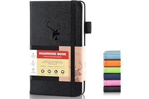 molekaus Password Book with Alphabetical Tabs Small Password Keeper with Extra Password Space to Change Password. Password Notebook for Home or Office for Internet Log In, 6.1 * 3.7in black small