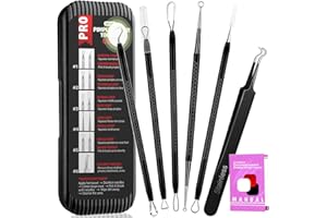 Cbiumpro 6-Pack Pimple Popper Tool Kit, Blackhead Remover Tools, Blackhead Extractor Tool, Pimple Extractor Tool, Zit Popper Tool for Acne, Whitehead, Comedone, Pimple, Zit on Nose - with Travel Case