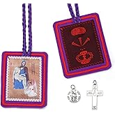 Escapularios Catolicos,Purple Scapular Catholic Marie Julie Jahenny of Benediction with Protection Cross of Forgiveness and M