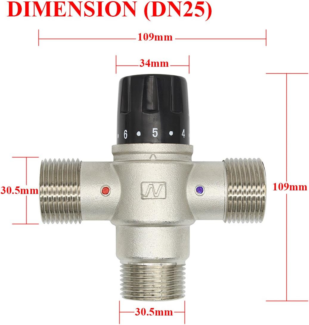 Thermostatic Mixer Tap 3 Way 1/2 3/4 1-1/4 1-1/2 Inch for Bath Tub Shower Shower Kitchen Faucet Tap (1 Inch (DN25)) - Image 3