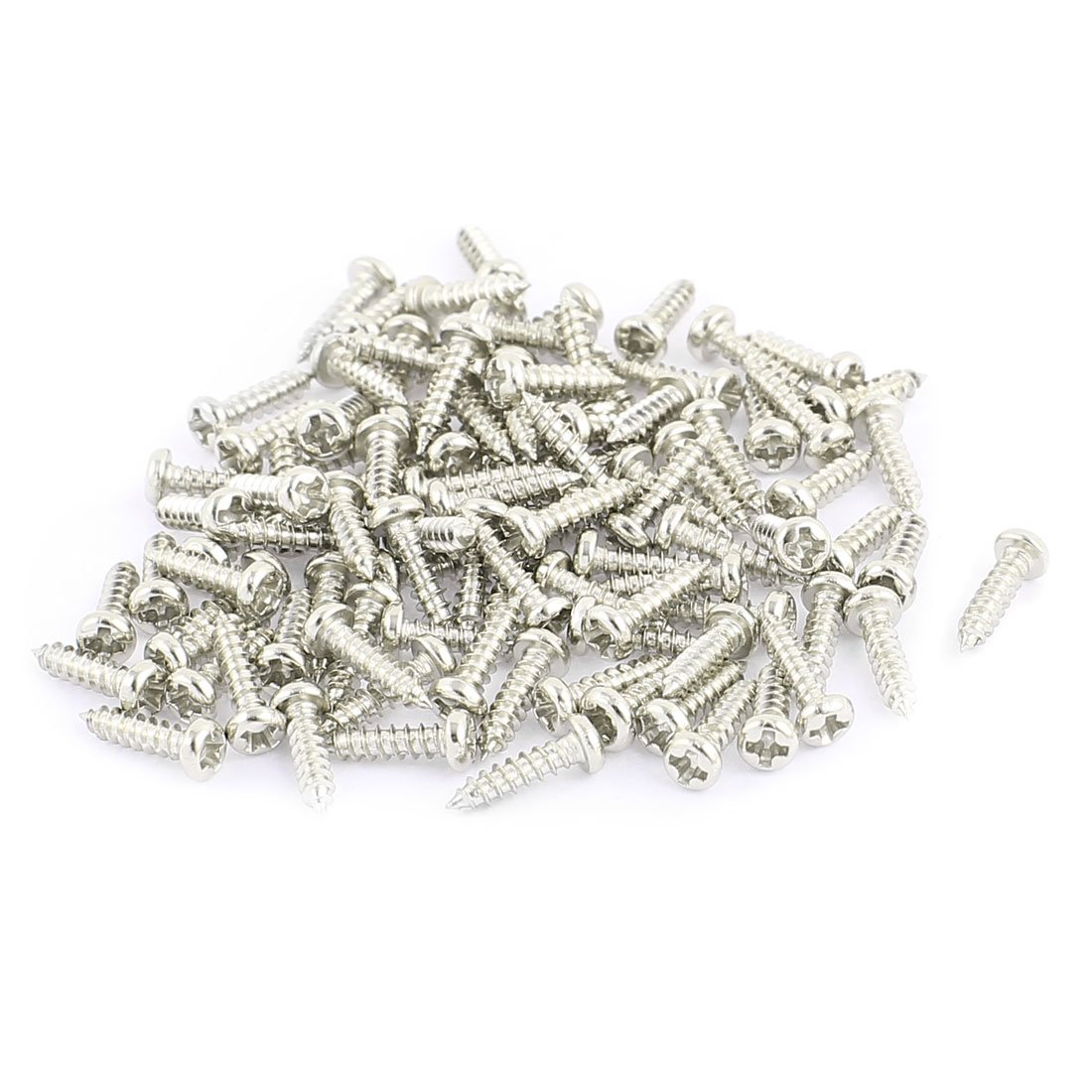 sourcing map 100pcs M2 X 8mm Stainless Steel Phillips Pan Round Head Self Tapping Screws