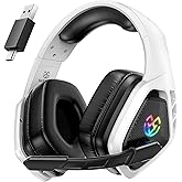 Tatybo Wireless Gaming Headset for PC, Ps5, Ps4, 2.4 Ghz USB & Type-C Gaming Headphones with Microphone, 30H Battery Bluetooth Headphones for Switch, Laptop, Mobile, Mac