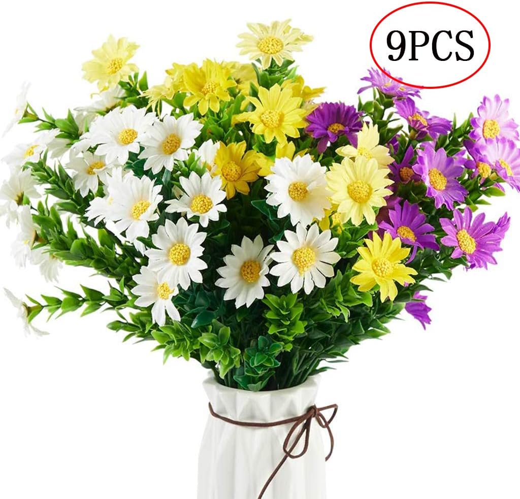 TOYS Margaritas Artificiales Decoracion, 9Pcs Ramo Flores Artificiales